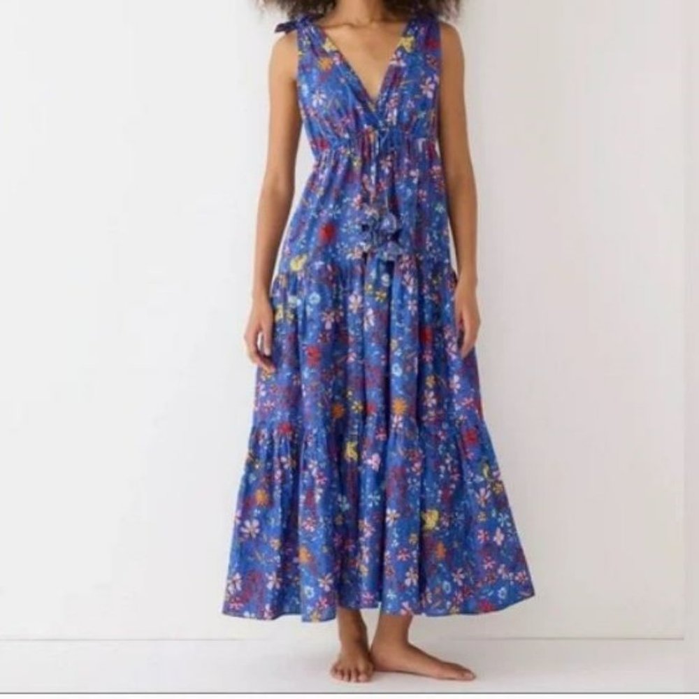 NWT - Dauphinette X J.Crew tie-shoulder maxi cover-up dress in cornucopia floral